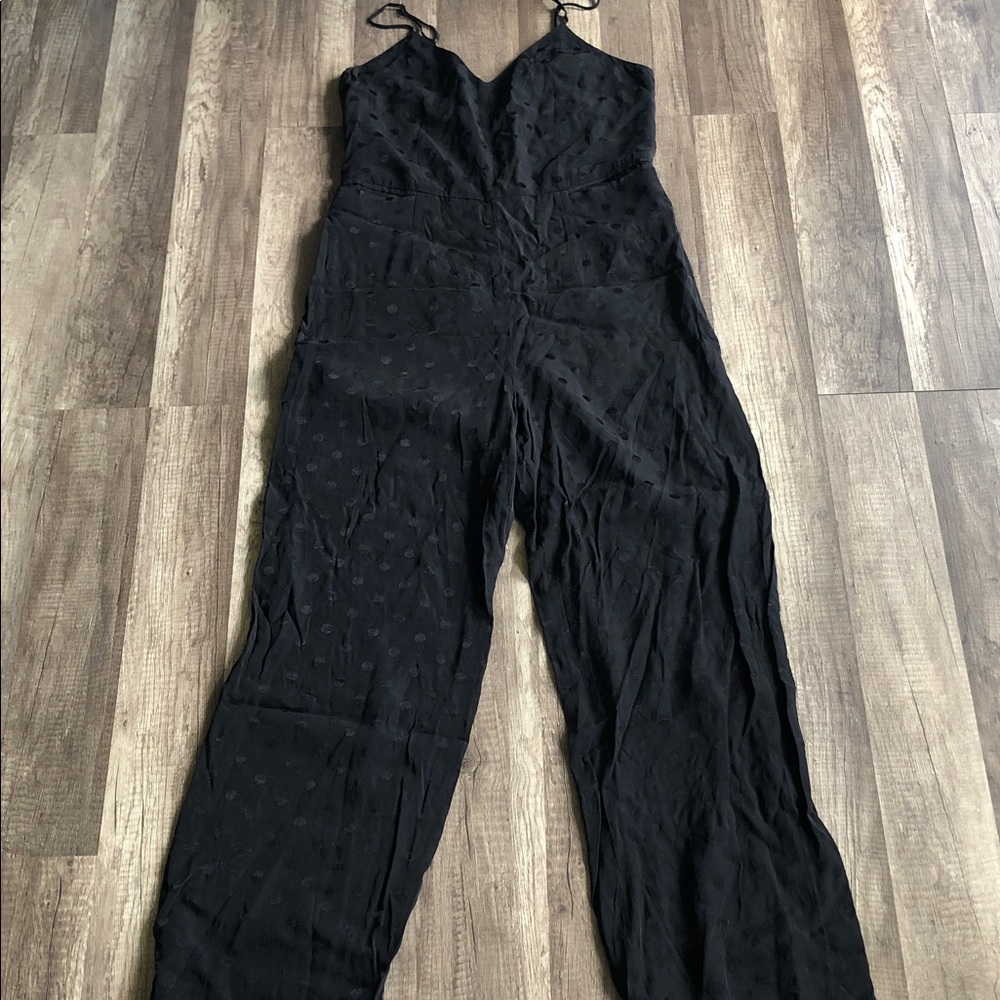 Anthropologie The Essential JumpSuit Black Polka Dots 2 - Picture 3 of 10